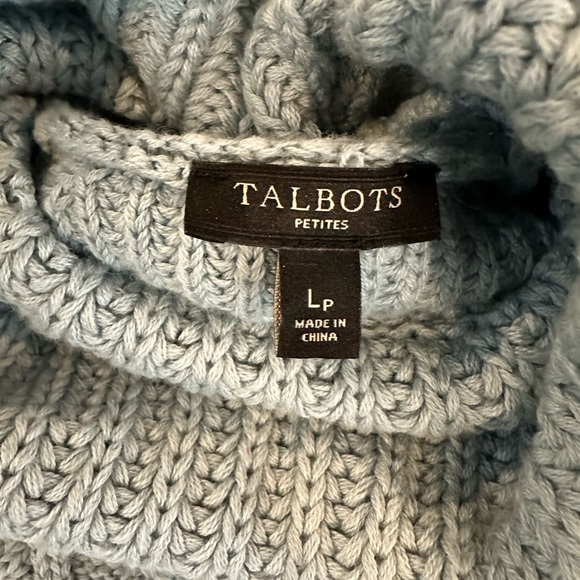 Talbots cable knit ribbed turtle neck sweater, size large petite, light … - Picture 7 of 9